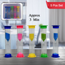 Plastic Hourglass Sand Timer Set – 3-Min Sand Clock for Kitchen, Office & Kids (5 Pc)