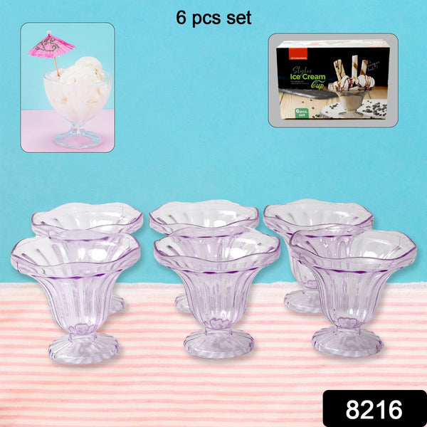 Crystal Plastic Ice-Cream Bowl Set – Serving Bowls (6 Pc)