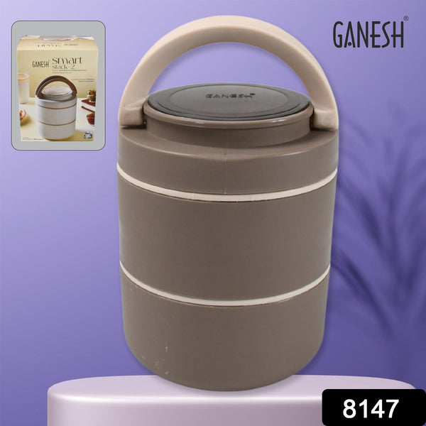 Ganesh Stack 2-Layer Stainless Steel Leak-Proof Lunch Box for Office, School, Picnic