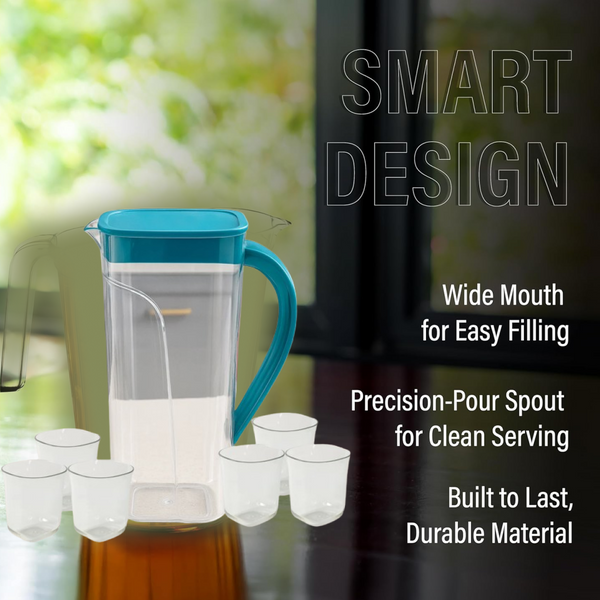 Supermom Plastic Marina Jug with 6 Glass Set