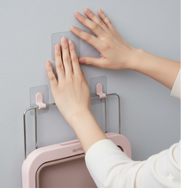 Wall-Mounted Foldable Wash Basin Storage Rack with Self-Adhesive Sticker