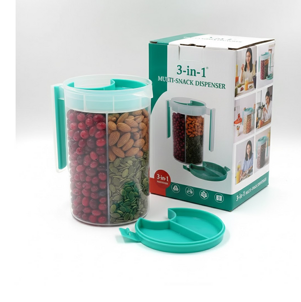 3 in 1 Transparent Air Tight Storage Dispenser Container (With Color Box)